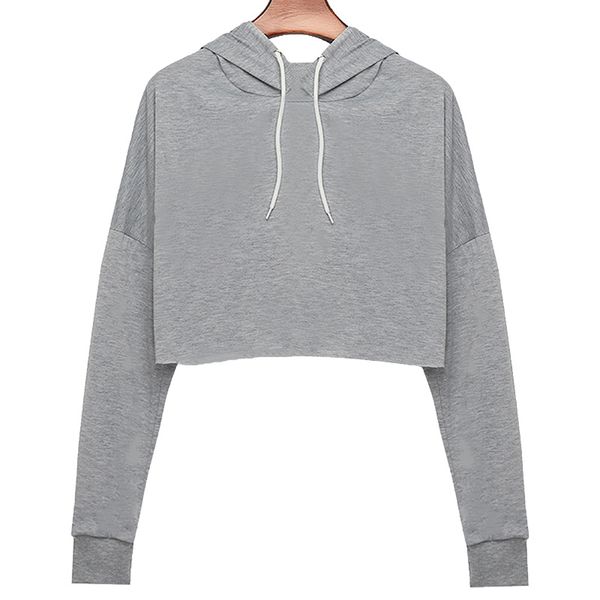 

female fashion 2020 new solid hoodies harvest long sleeve jumper hoodie, Black