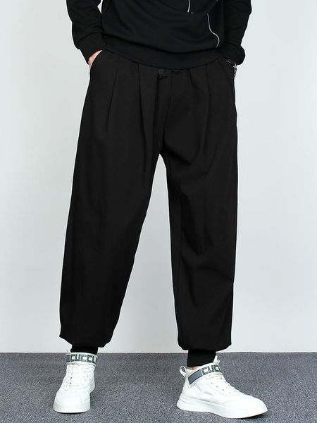 

m-3xltide brand dark japanese retro loose large size drape lantern wide leg pants male hair stylist with feet harlan crotch pan, Black