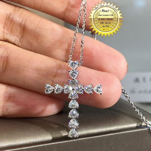 

solid au750 18k gold necklace 2.8ct moissanite diamond dvvs color with national certificate 004, Silver