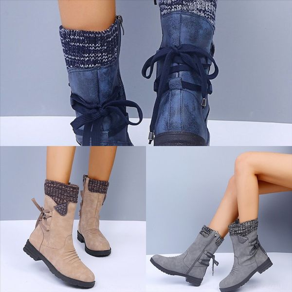 

ikus the latest autumn winter electronic embroidery boots cleat letters logo round color boot head middle matching, Black