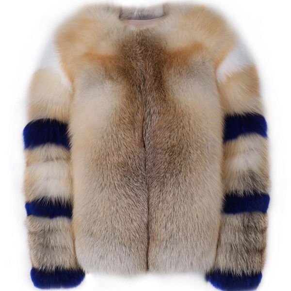 

women's fur & faux real lady jacket women natural outwear, Black