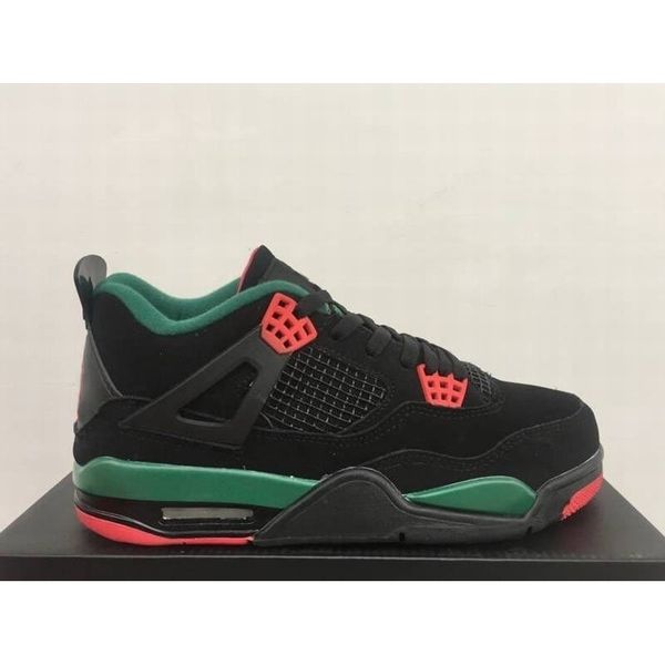 

shoes (with box) 4 nrg black white pizzeria basketball men red green sneaker
