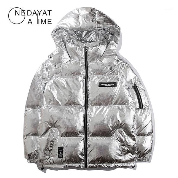

hip hop warm winter jacket new fashion bomber detachable hooded thick coat male high street metal silver jackets men outerwaer1, Black