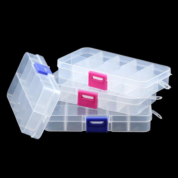 

jhnby регулируемый 10 слоты прозрачный отсек пластиковые jewelry box для хранения case контейнер для бусин серьги кольца подарочные коробки