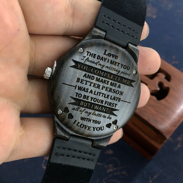 

personalized wooden custom watch for men boyfriend gifts engraved confirm text for black sandalwood watch can't change the text, Slivery;brown
