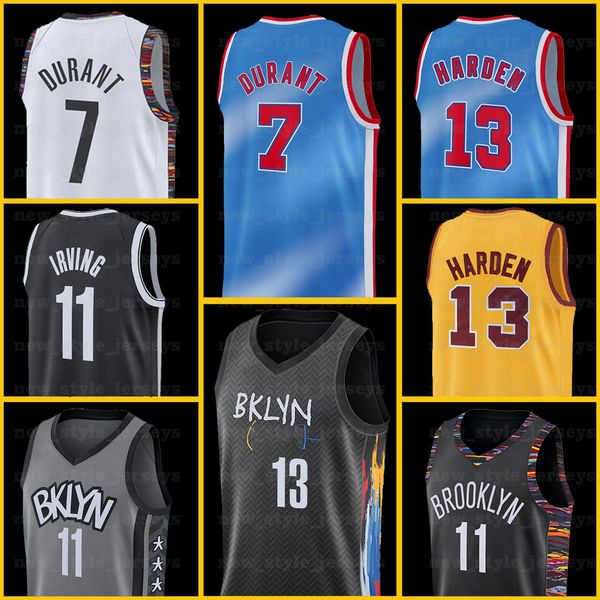 

13 harden 7 kevin 11 kyrie durant irving brooklyn nets men jersey james z2 biggie dinwiddie college spencer basketball jersey, Black;red