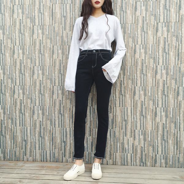 

jeans winter high-waisted tights women's jeggings warm pants for women, Blue