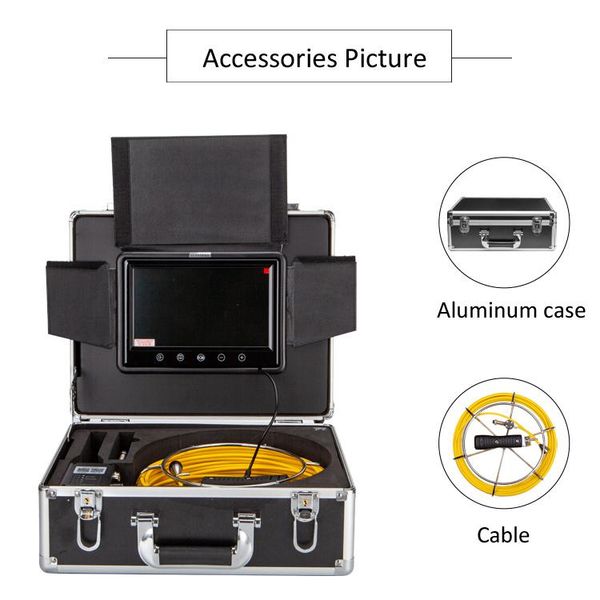 

wp90e drain sewer pipeline industrial endoscope support dvr function 9inch tft lcd monitor and dual lens hd inspection camera