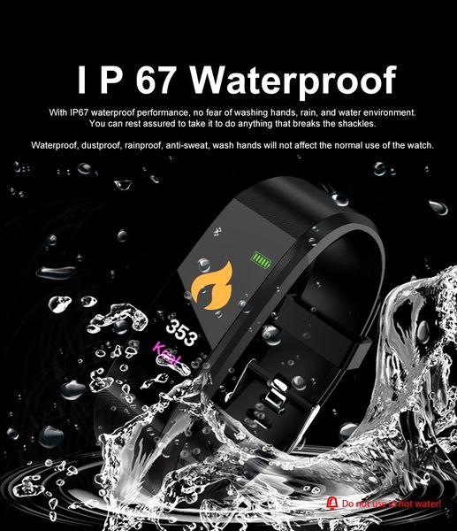 

id115 plus smart bracelet watch heart rate fitness tracker hr waterproof watchband wristband for android cellphones