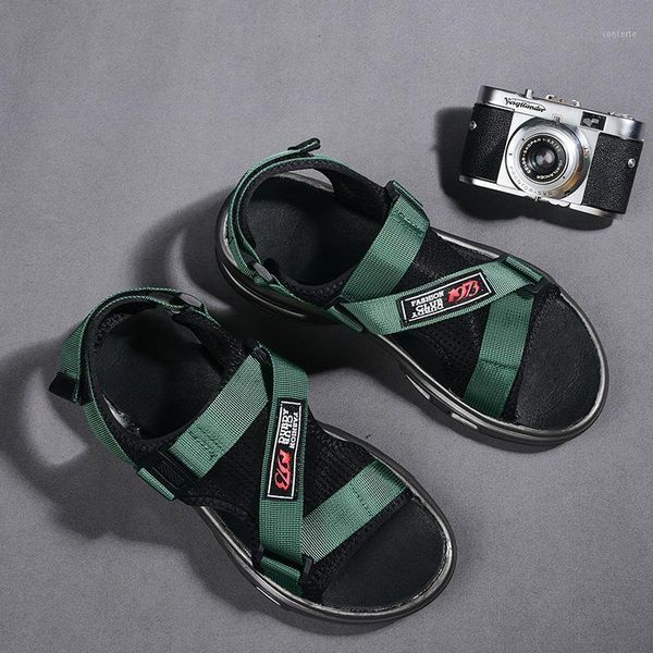

popular 2020 men sandals hook & loop walking sandals for men black green beach shoes brand designer gladiator mens1