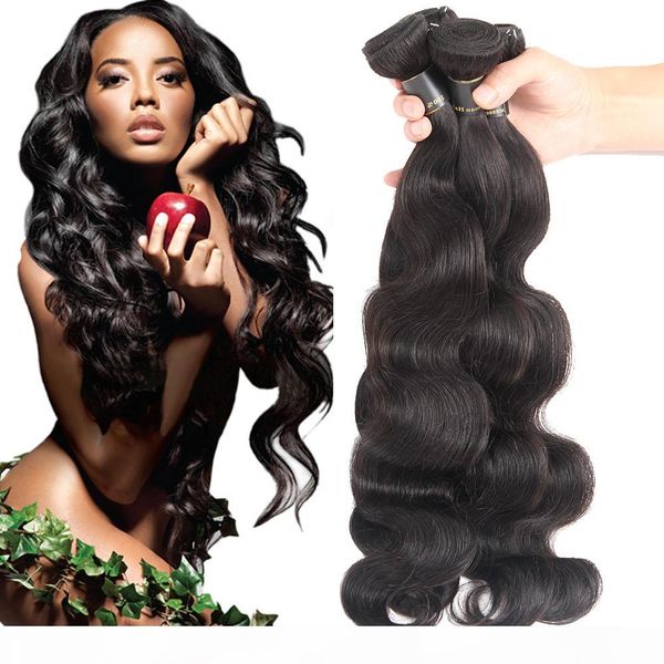 

peruvian human hair weave body wave 3 or 4 bundles 9a hair extensions r malaysian indian brazilian cambodian virgin hair bundles, Black