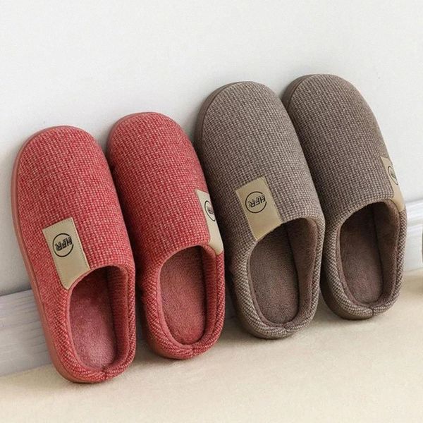 

winter warm slippers women men home floor slipper soft plush anti slip lovers indoor shoes ladies floor cotton slides sh08204 #r35e, Black