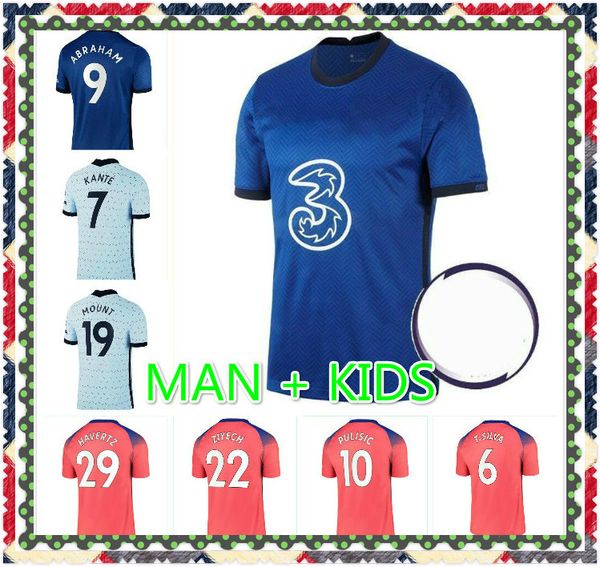 

2020 2021 pulisic soccer jerseys 20 21 abraham mount willian lampard football shirt hudson odoi kante men kids kit uniforms, Black;yellow