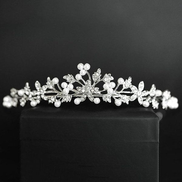 

crystal wedding bridal tiara crystal pearl crowns bridal hair ornaments head decorations rhinestone tiara bride headpiece, Golden;silver