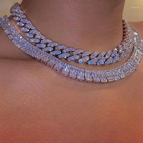 

chokers timeonly exaggerated bling crystal rhinestone cuban chain necklace for women gold color alloy wide link necklaces gifts1, Golden;silver