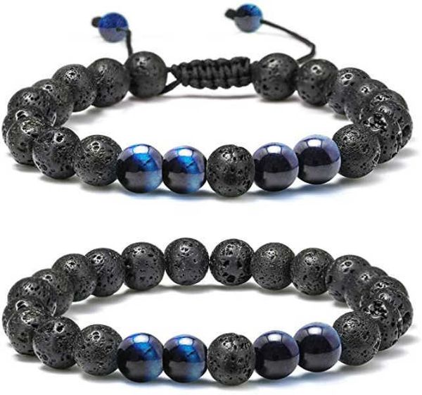

yoga 8mm lava rock beaded strands bracelet tiger eye turquoise essential oil diffuser beads bracelets for women men fashion jewelry will and, Silver