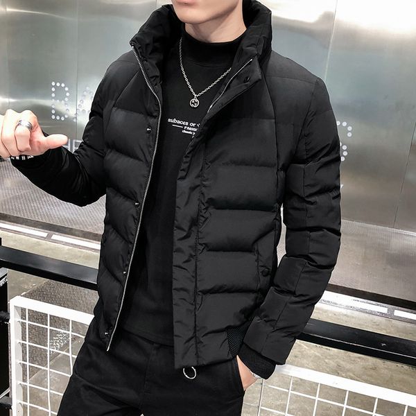 

men 2020 new autumn and korean trend jacket short winter clothing temperament comfortable down cotton padded, Black