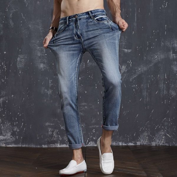 

new spring and summer of 2020 men's jeans cultivate one's morality stretch denim trousers, Blue