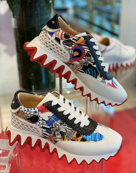 

perfect designer red bottom loubishark sneakers flats for men,women outdoor sports casual walking shoes fashion trainers eu35-47 with box, Black