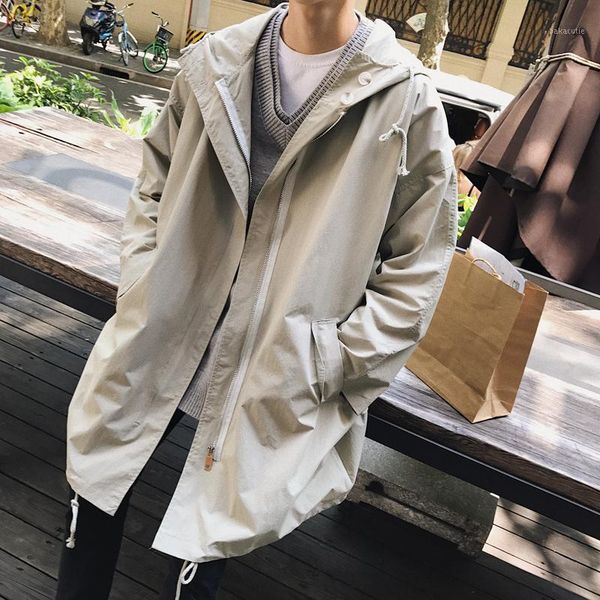 

men's hooded windbreaker young people's casual trench coat men,men's fashion jackets size -5xl1, Tan;black