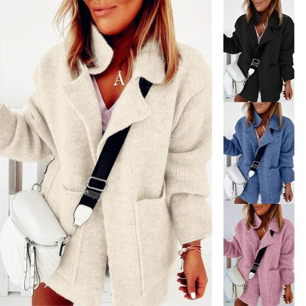 

women lapel solid color casual fashion jacket with pockets1, White;red