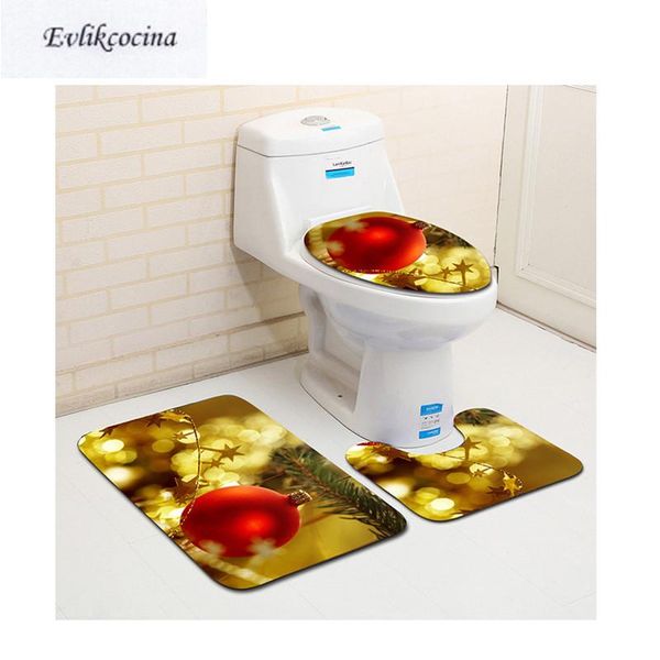 

bath mats 3 pcs christmas bells anti slip bathroom mat set tapete banheiro washable toilet rugs alfombra bano