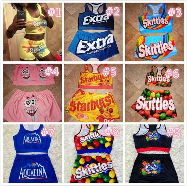 

designer women two piece set tracksuits summer yoga pants outfits fashion round-neck short-sleeved printed vest shorts suit s-2xl new, Gray