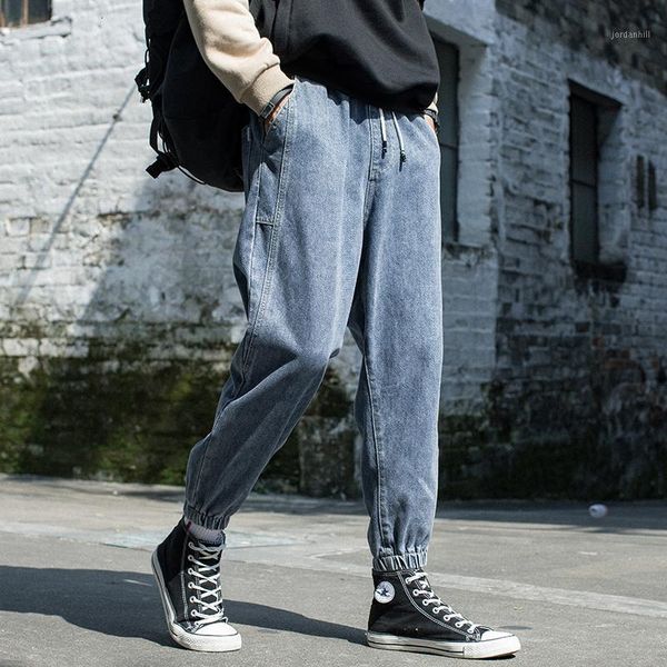 

2019 men's baggy homme wash jeans cargo pocket black/blue/grey/green male casual pants biker denim loose trousers size s-5xl1