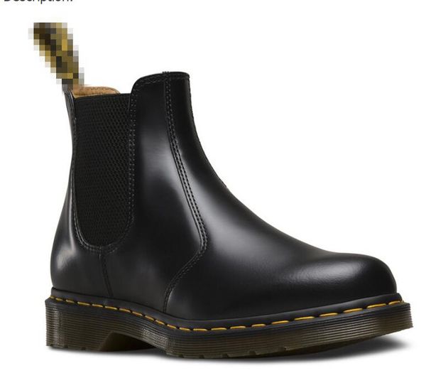 

leather ankle boots men women winter snow boots doc shoes ankle botas dms, Black