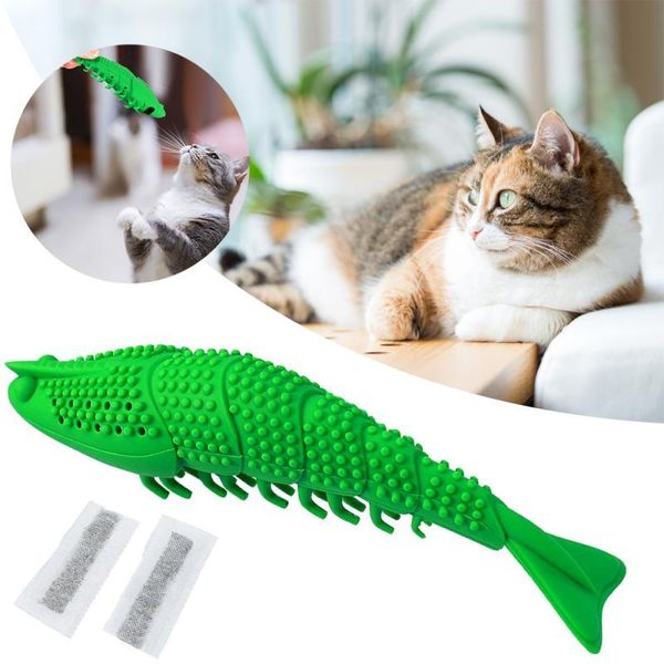 

pet cat toy shrimp shape cat toothbrush teething toy with catnip pet toys shrimp bite clean tooth pets cleaning supplies