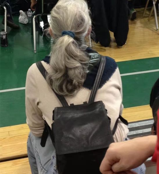 

women gray and brown ponytail extension grey curly wavy casual drawstring human hair pony tails clip in real hair sale, Black