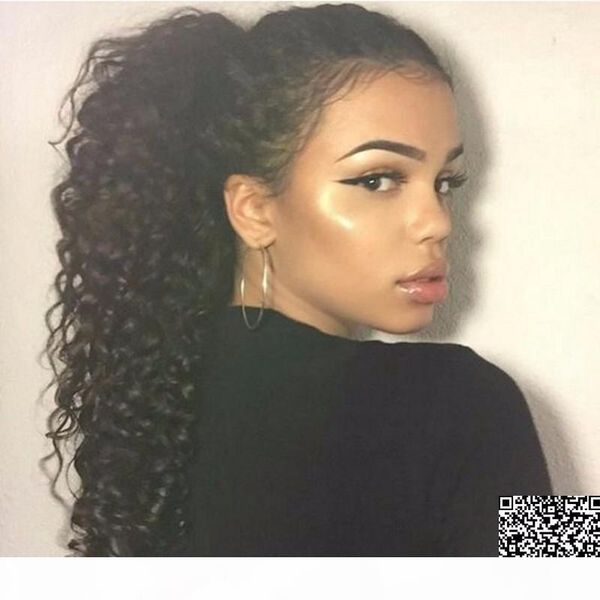 

120g human hair kinky ponytails hairpieces for american black women curly ponytail drawstring wrap clip on pony tail 5 colors