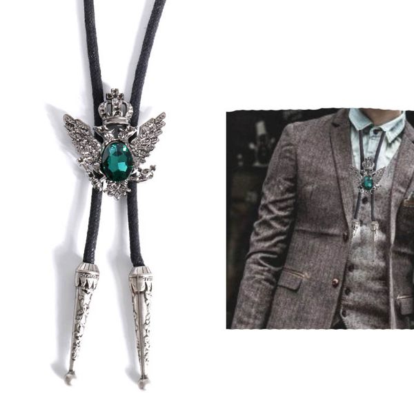 

black blue red crystal bolo tie korean british fashion denim men's wedding shirt women bow ties rope necklaces gifts for men, Blue;purple