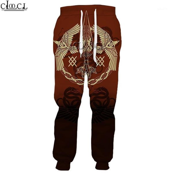 

cloocl 2020 autumn popular viking tattoo 3d print men fashion hip hop trousers autumn sweatpants drop shipping1, Black
