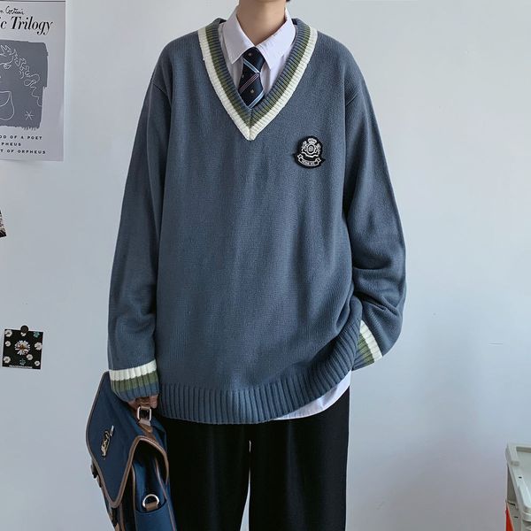 

2021 new privathinker men's casual sweater oversize jk knitted v-neck pullover winter woman thicken warm college pullovers vyjp, White;black