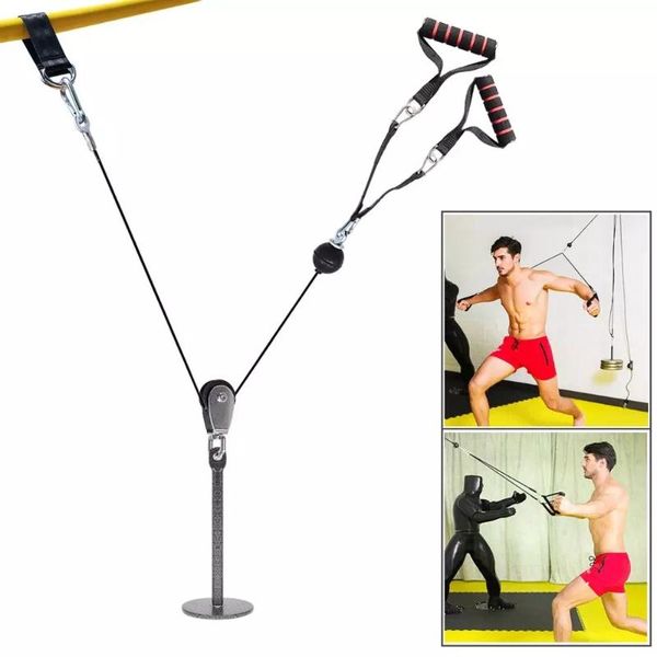 

diy pulley cable machine system with pull rope handle biceps tricep pull down attachment fitness equipment for home gym workout