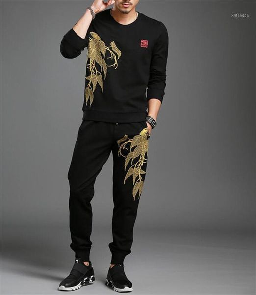 

2 pcs 2020 winter style causal suit long sleeve man tracksuit men set1, Gray