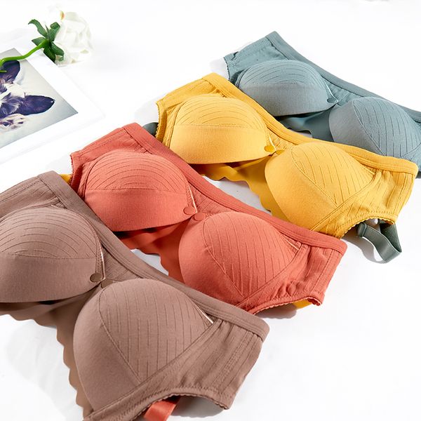 

сестринское нижнее белье собрано против провисания без стального кольца беременные женские белье белье грудь кормить комфорт специальный тон, White