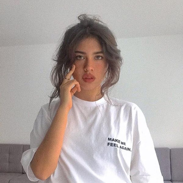 

make me feel again pocket print women tshirt cotton casual funny t shirt gift 90s lady yong girl drop ship s-904, White