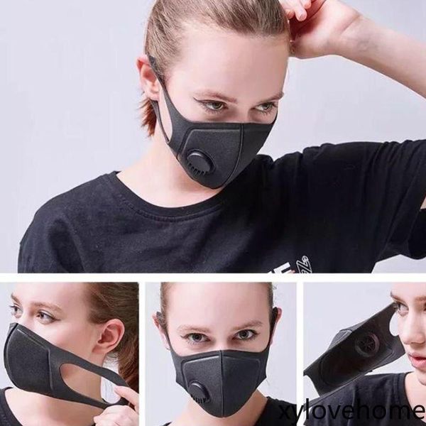 

designer sponge party masks dustproof pm2.5 pollution half face mask with valve washable cycling outdoor reusable masks fashion black cover