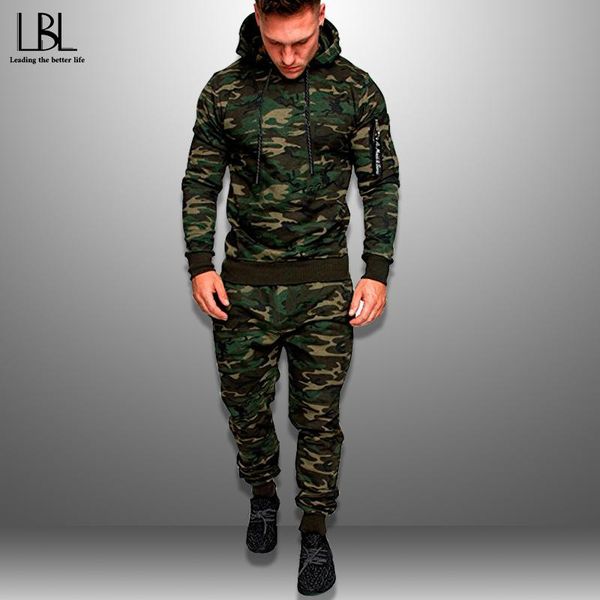 

men's tracksuits casual men sets spring autumn camouflage mens tracksuit 2021 outwear sportsuit hooded sportswear hoodie + pants two pi, Gray