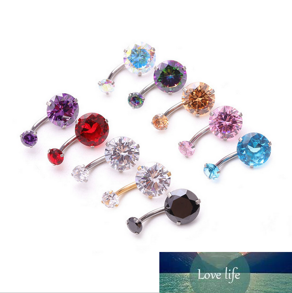 

10mm mix crystal zircon anti allergy simple lounger stainless steel earrings ear nail belly button rings navel piercing, Silver