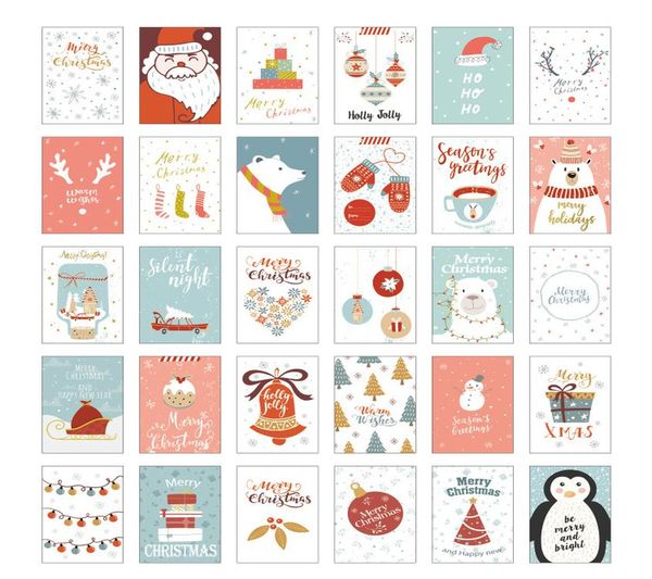

30pcs white christmas santa bell penguin polar bear design card as party invitation diy gift greeting card message postcard wmtbjl bdesybag