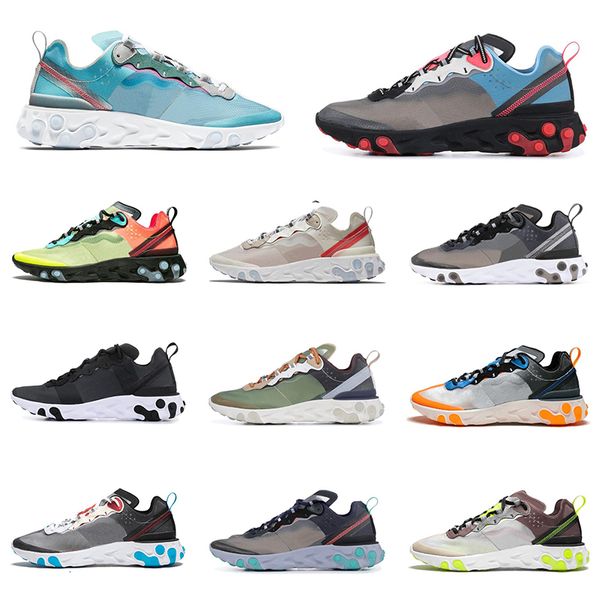 

react element 87 55 running shoes for men women white black royal tint sail mens trainer sports sneakers breathable runner ing, White;red