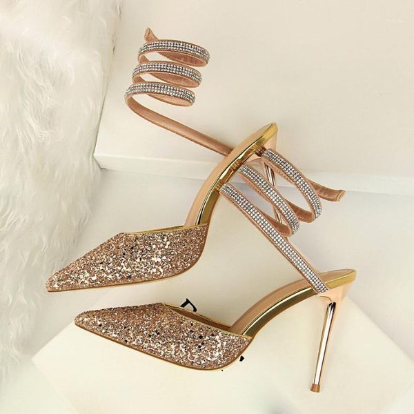 

2020 women summer slides 10cm high heels sandals lady up toe mules slingback silver glitter pumps gladiator sequins bridal shoes1, Black