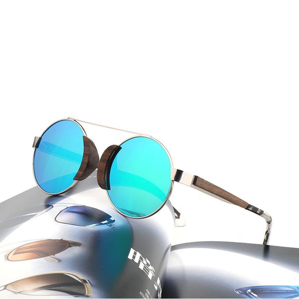 

new round ladies polarized sunglasses for women bamboo and wood glasses ebony frame, logo engraved, White;black