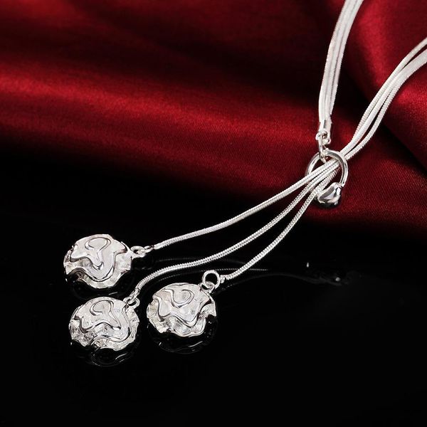 

new arrive silver color necklace jewelry women wedding fashion charms rose flower necklace christmas gift h bbyafa