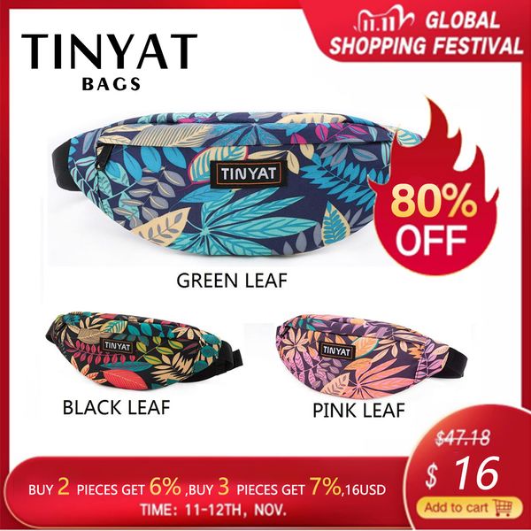

tinyat print leaf waist pack bag for men women fashion casual men's belt bag pouch travel female banana bags kid fanny pack bags