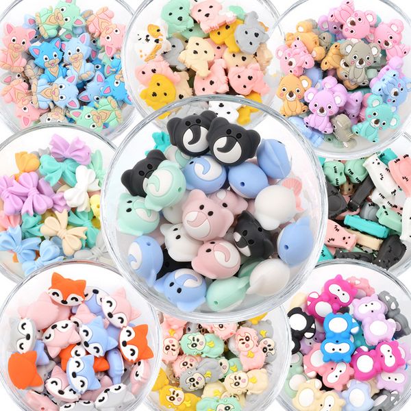

lofca 10pcs koala silicone beads bpa food grade baby silicone teething beads toys baby care pacifier chain gift diy q1214