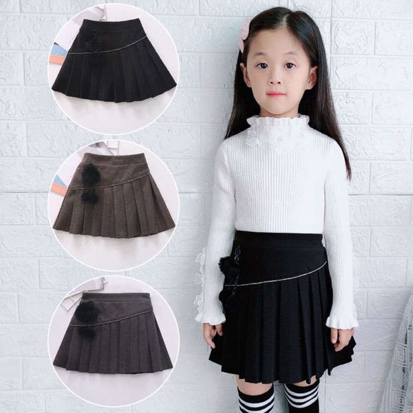 

sle girls' autumn winter 2020 new super foreign versatile pleated skirt plush thickened medium and large children's, Blue